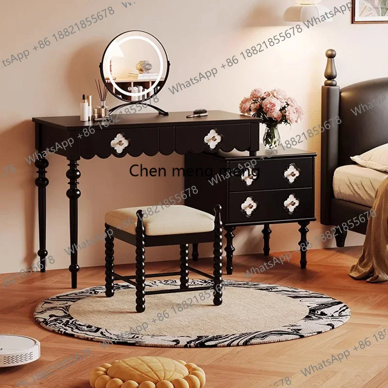 

Vintage Black Vanity Table Garden Bedroom Makeup Chair Dressing Table Mirror Cosmetics Luxury Penteadeira Postmodern Furniture