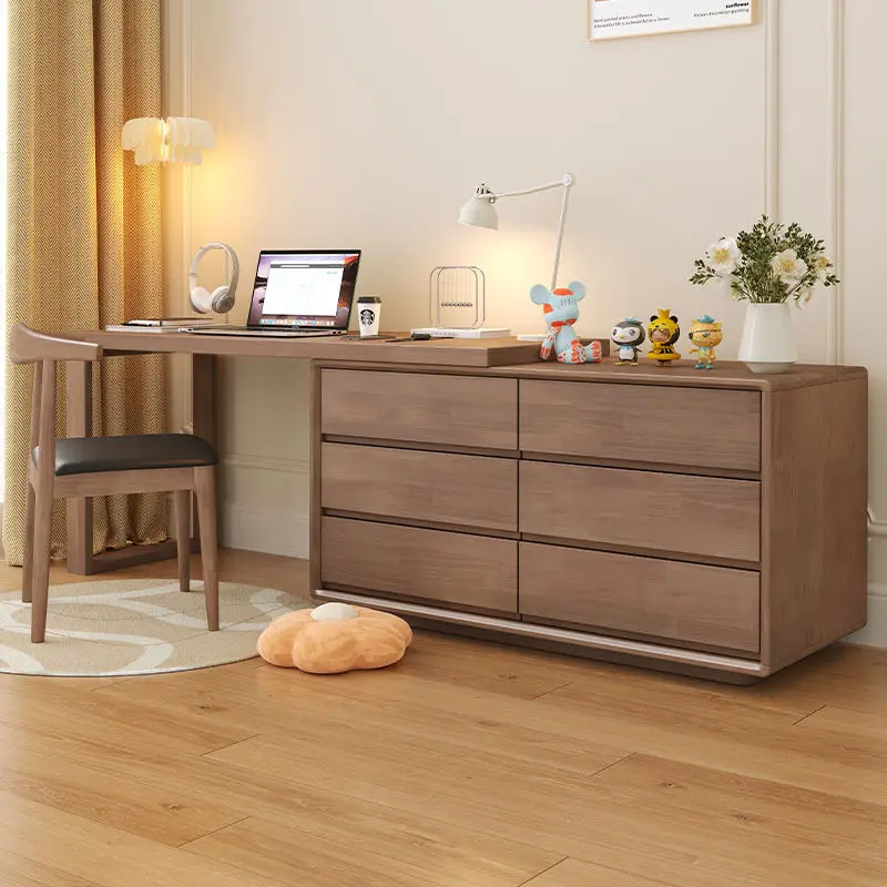 Solid wood dresser, chest of drawers, integrated home corner desk, modern and simple bedroom, storage, makeup