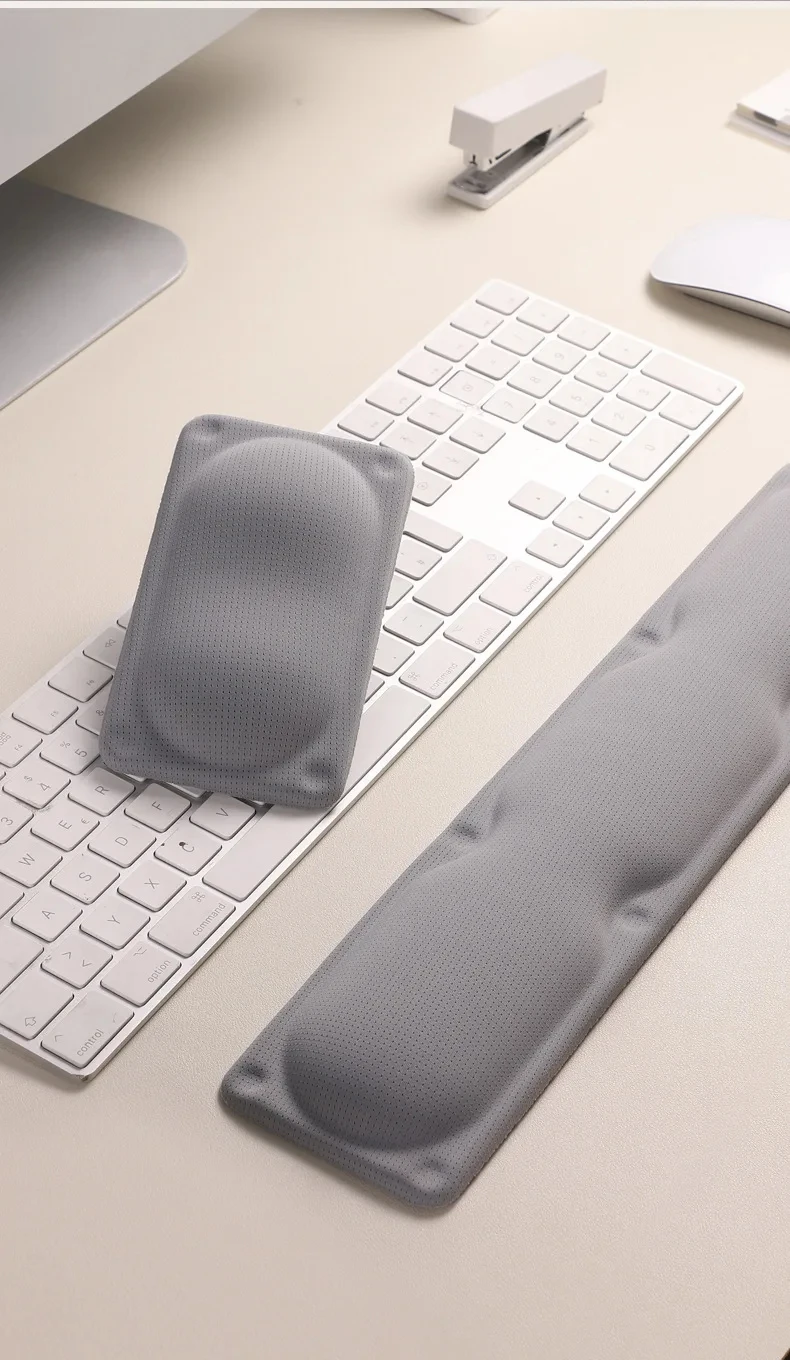 Hausdach-Silikon-Handgelenkauflage Mauspad Ergonomische Schreibtischunterlage für Büro und Gaming Weiß Grau 2 Formoptionen – Detail 9