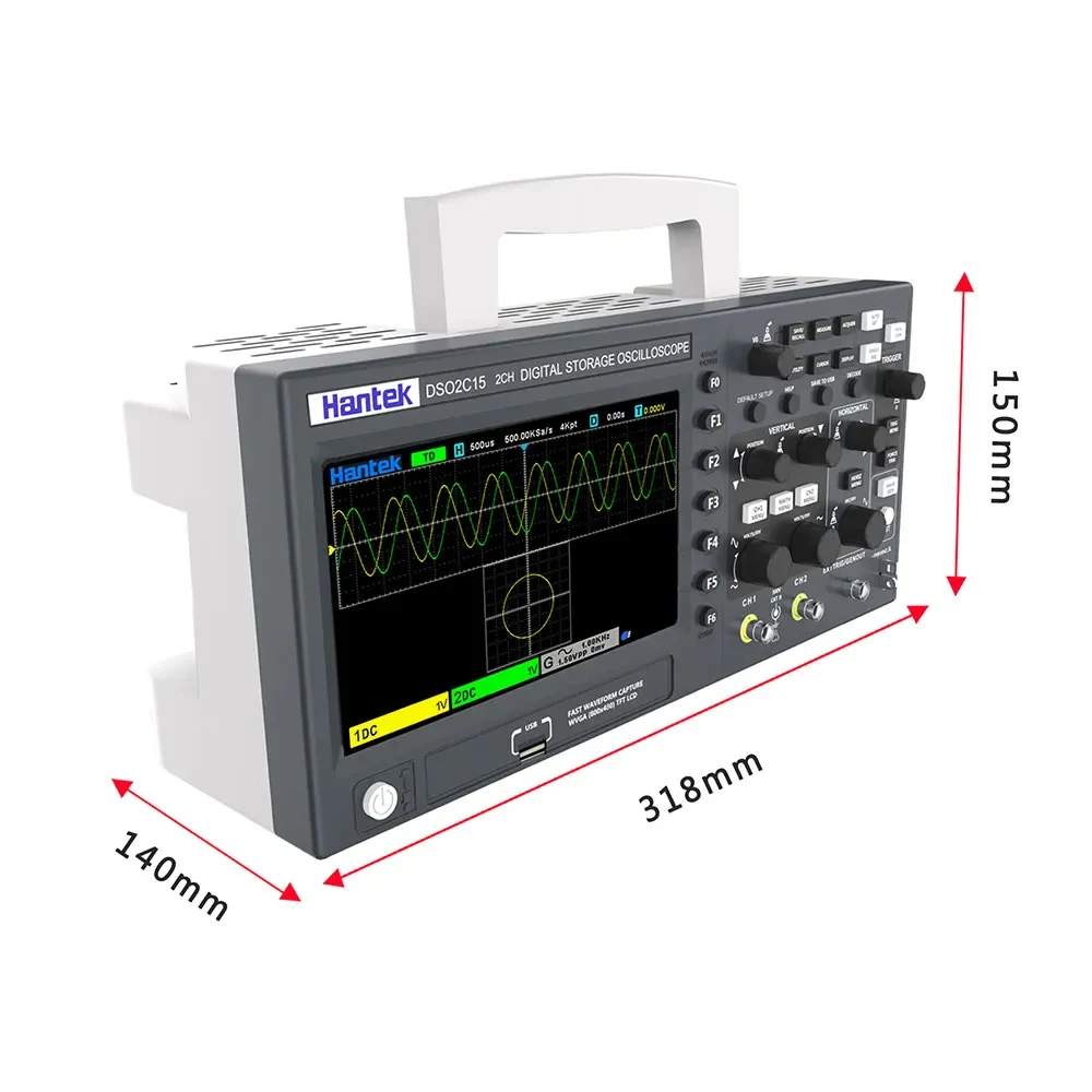 DSO2C10 DSO2D10 DSO2D15 Digitale Opslag Oscilloscoop 2-kanalen 150MHz 1GSa/s 8Mpts Signaalgenerator Voltmeter Frequentiemeter