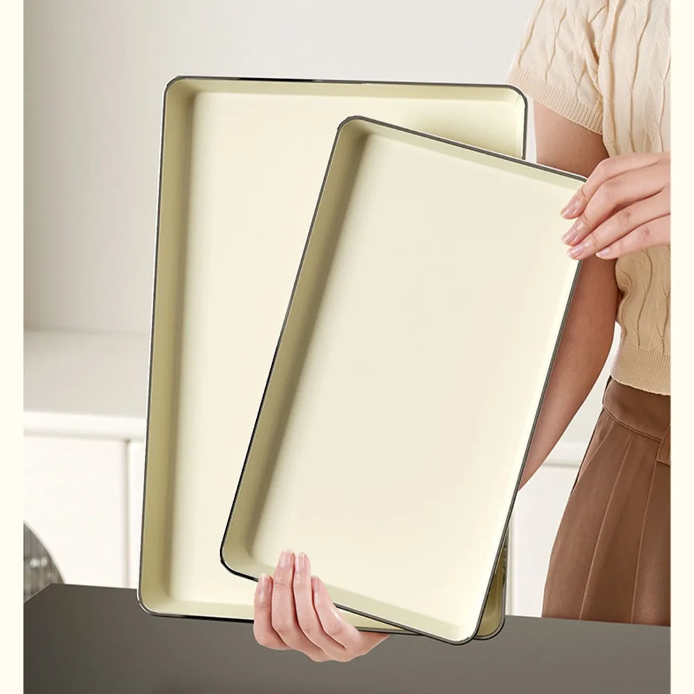 Food‑grade Resin Tea Tray Smooth Raised Surrounding Edge Fruit Plate Practical Flat Anti Slip Bottom Serving Platter