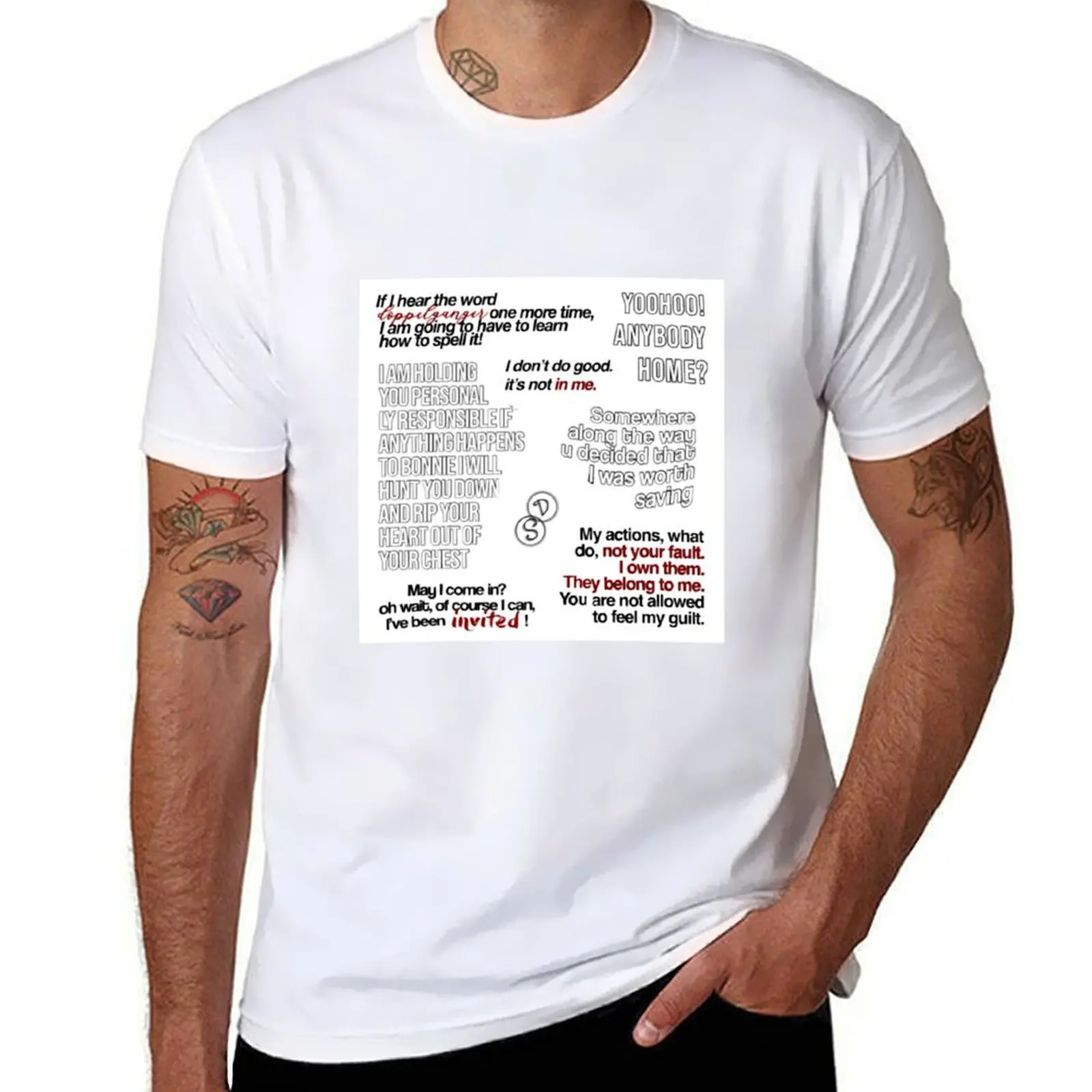 

Damon Salvatore Quotes TVD -Vampire Diaries T-Shirt t shirt man designer graphic t shirts for man T-Shirt