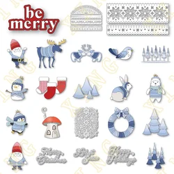 Happy Holidays Christmas Nordic Stockings Metal Cutting Dies Scrapbooking Paper Making for DIY Cuts Crafts Embossing Template