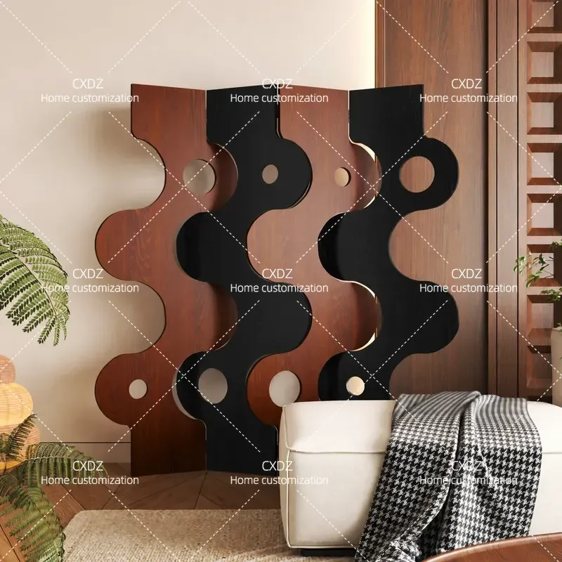 Medieval Style Screen Partition for Living Room Mobile Folding Baffle Light Luxury Home Room Shelter Simple Modern Design