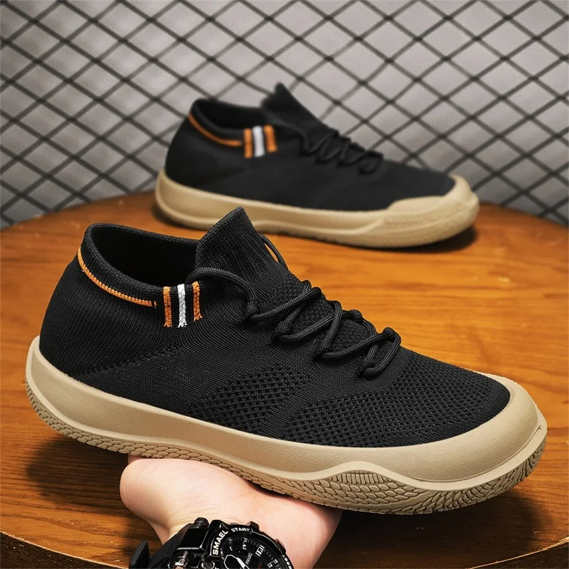 

Reinforced Bound Edge Stitching Unisex Breathable Mesh Sneakers Firm Solid Knit Edge Crack Resist Outsole Rough Road Daily Sport