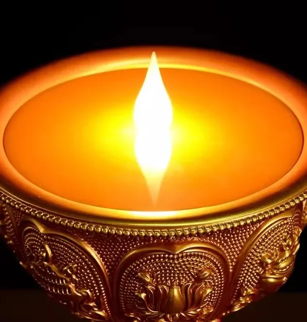 Electronic ghee lamp Plug-in smokeless candle LED Changming supply lamp eight auspicious engraved candlestick ornament