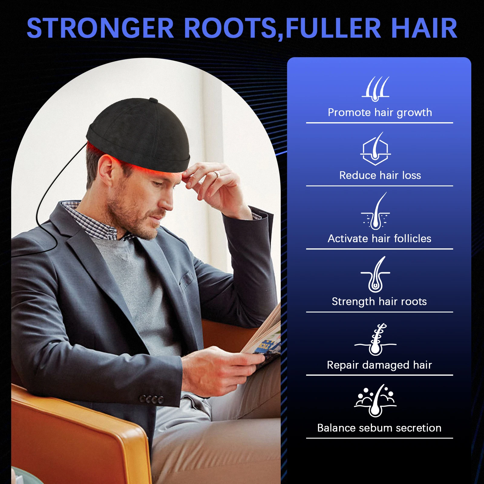 236 Laser Diodes Red Light Therapy Hair Growth Cap Anti Hair Loss Treatment Helmet for Men Women Professional Hair Regrowth Device for Thinning Hair 650nm Red 460nm Blue Light Anti-inflammatory Scalp Phototherapy Device USB Rechargeable Portable Tool