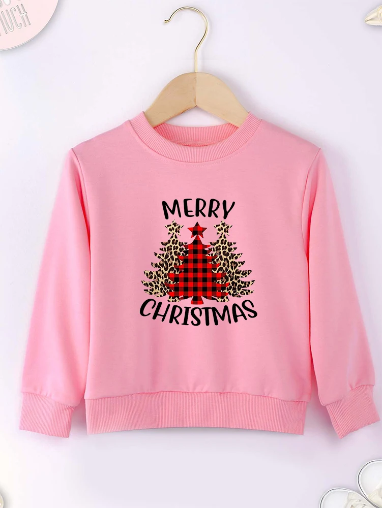 Merry Christmas Kids Sweatshirt Red Fashion Home Boys Hoodie Christmas tree Print Children\'s Clothes Xmas Gift Toddler Girl Tops