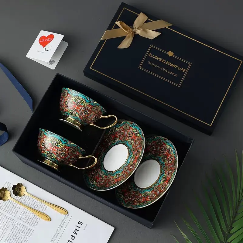 Bohemia Style Creative Mugs with Gift Box, Personal Lovers' Cups, Ceramic Coffee Mug, High End Birthday Gifts, Home Accessories