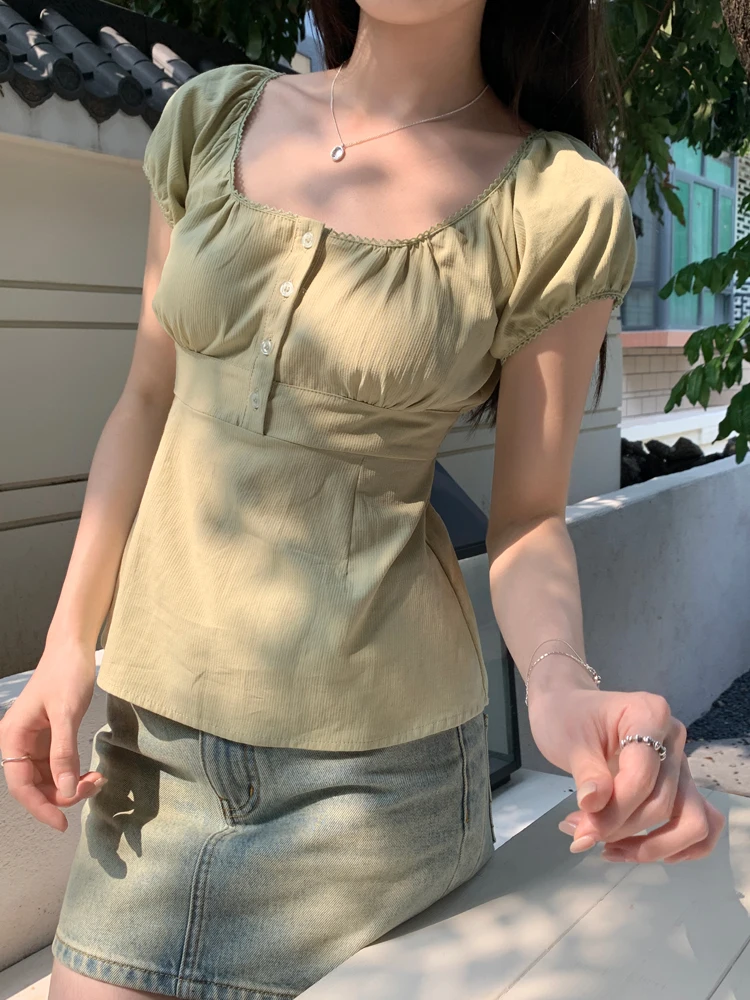 7Colors Summer 2024 Korean style Floral Short Sleeve T-Shirts Women Slim Waist Cropped Tops Femme (X3352