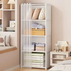 Multi-layer Storage Rack Dustproof Wardrobe Storage Cabinet Multifunctional with Curtains Portable Multipurpose Organizing Shelf