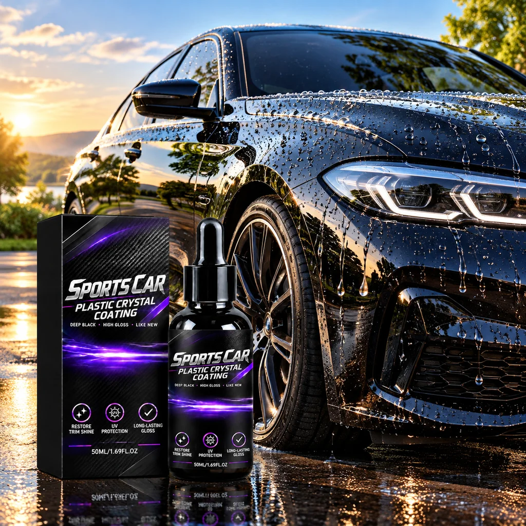 Car Plastic Crystal Coating Hydrophobic Restore Black High-Gloss Texture Resist UV Rain Erosion Car Plastic Refurbishment Liquid