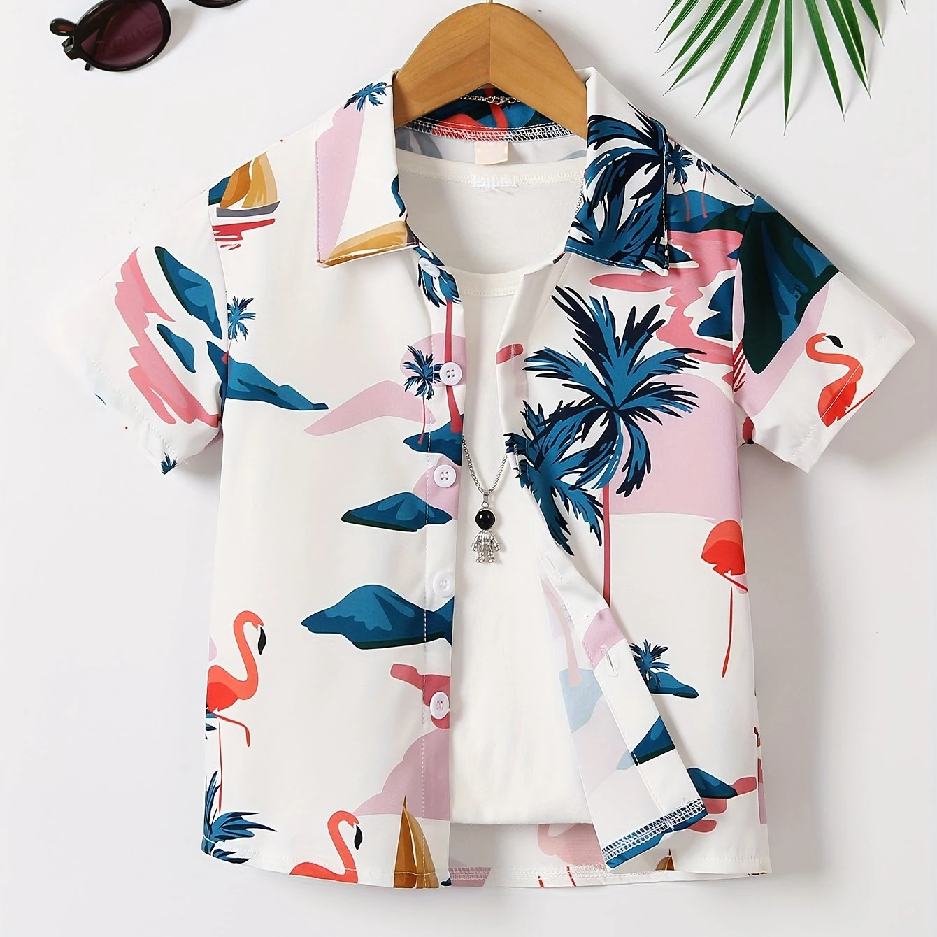 New Hawaiian Beach Camping Bus Print  Novel Casual Short Sleeve Lapel Shirt Children Tops Clothes Fashion Children's Blouse