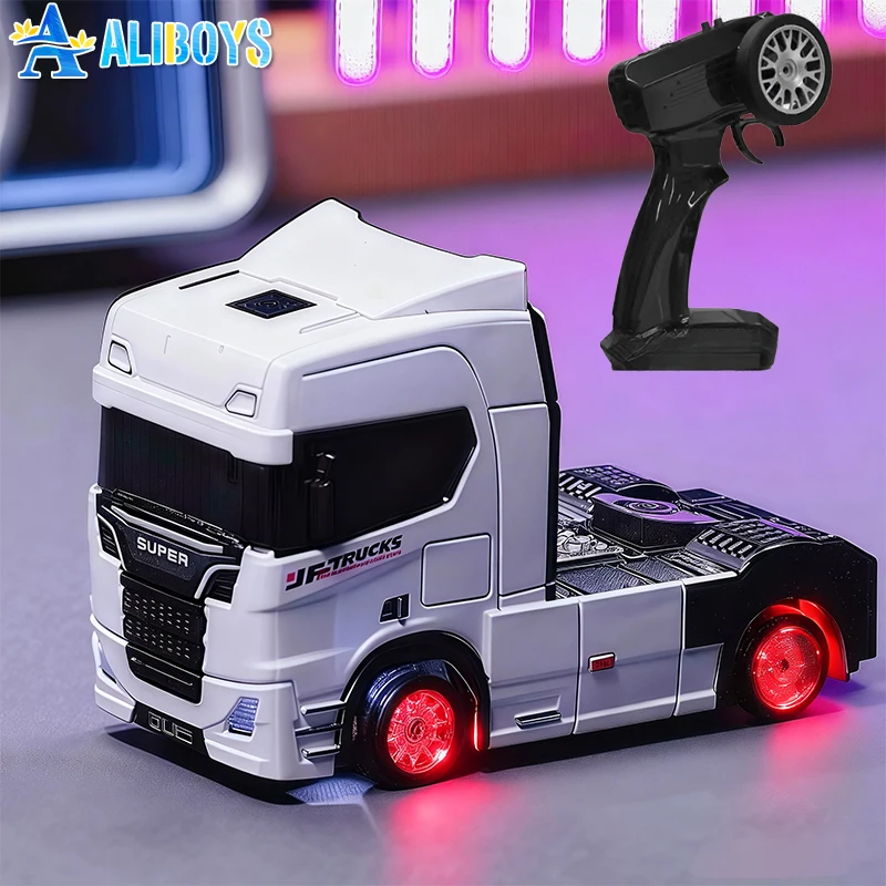 

1:43 RC Trailer Truck Remote Control Mini Drift Truck Head with Light Gyroscope Engineering Vehicle Desktop Model Christmas Gift