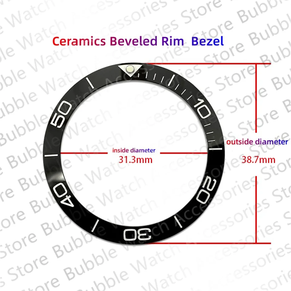 

38.7mm Watch Accessory Black Blue Grey Green Ceramics Beveled Rim Bezel Fit For Comcast Men's Watch Mechanical Diving Watch