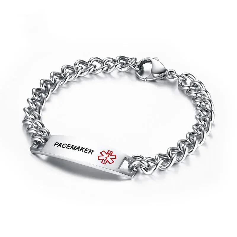 12MM Type 1 Diabetes Stainless Steel Curved Brand Medical Logo Bracelet Men's Women's Accessories Bracelets