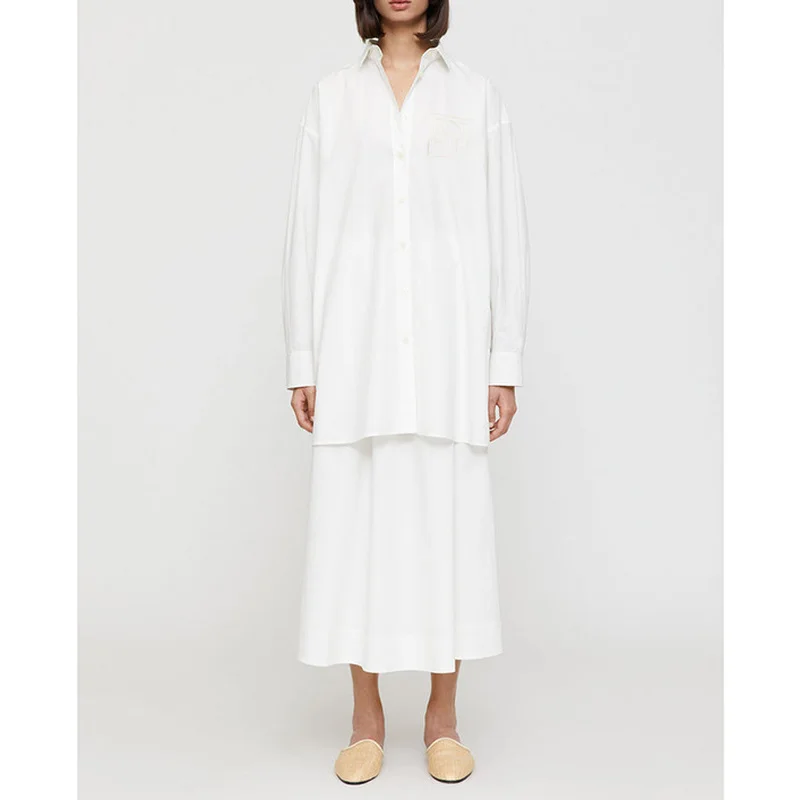 

2022 Summer Loose and Thin Niche Sunscreen Outer Wear Cotton Shirt Mid-length Shirt Women