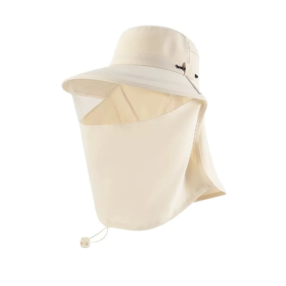 

Quick Drying Sun Protection Hat Neck Guard Adjustable Women Fisherman Hat Face Protector Hollow Mesh Face Covering Sunhat Female