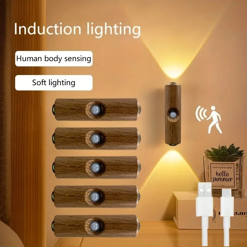 

LED Night Light with Motion Sensor USB Rechargeable Indoor Ambient Lighting Dimmable Wall amps for Entryway Bedside Desk Closet