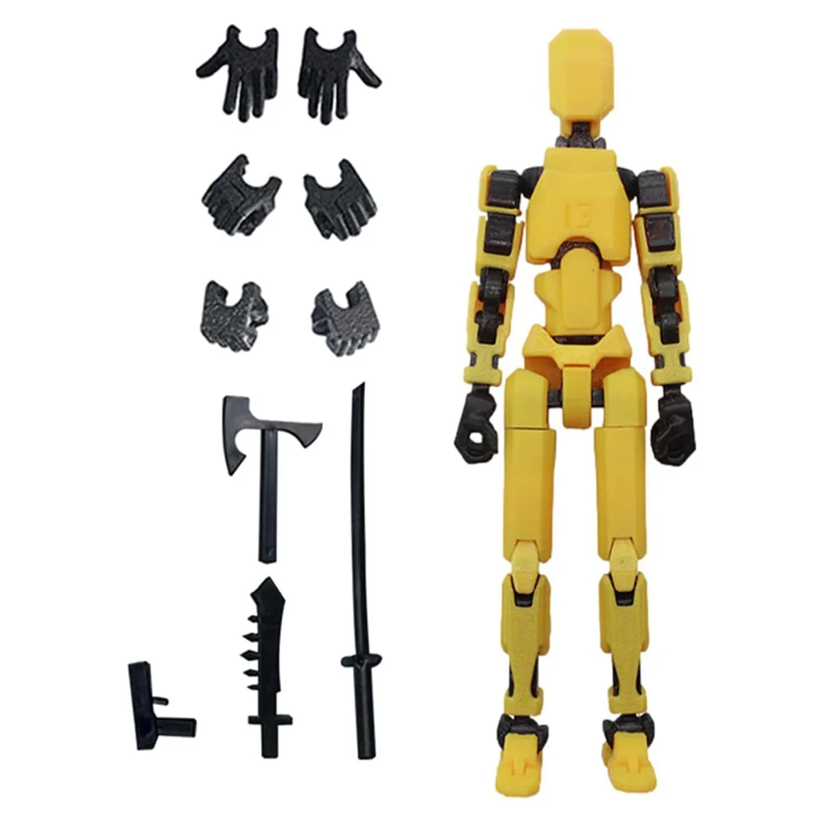 Robot Action Figure, 3D Printed with Full Articulation for Stop Motion Animation Yellow