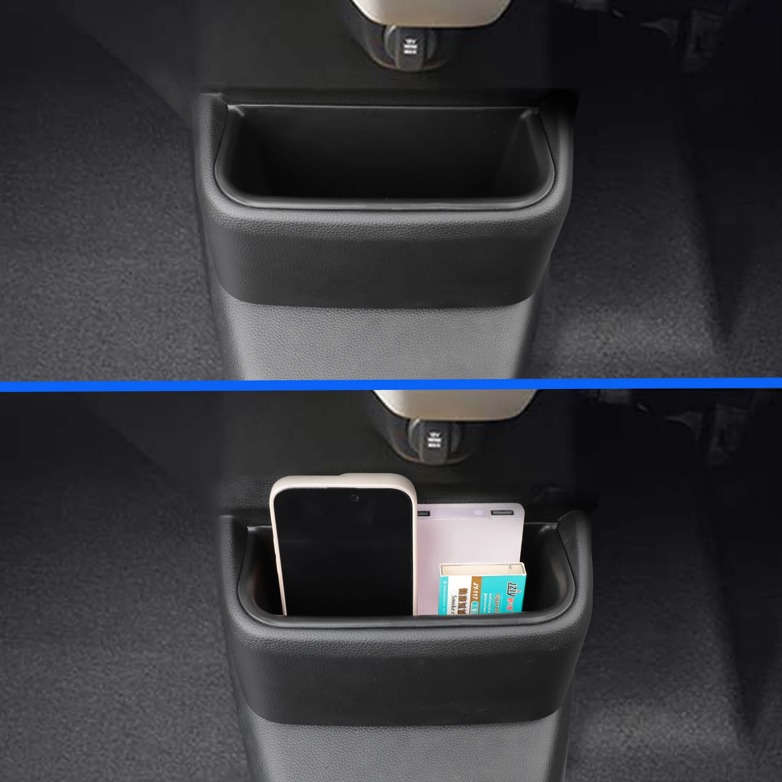 for Honda N-BOX JF5 JF6 Car Center Console Storage Box Tray TPE Organizer Interior Accessories Tidying Black