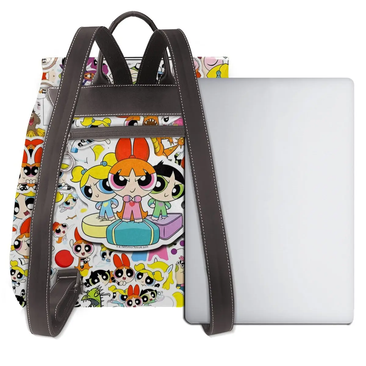 Sac à dos multifonction The Powerpuff pour femme, sac d'école en cuir décontracté pour fille, mode voyage initié, nouveau