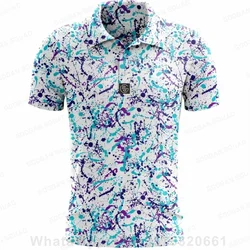 Camisas polo de manga curta masculina, camisa casual, botão de lapela, roupa de trabalho, camiseta seca rápida, esportes, golfe, verão, 2023