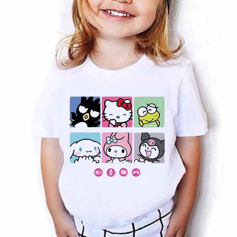 Camiseta de Anime de Hello Kitty para niños, ropa de Manga, Sanrio, 2000