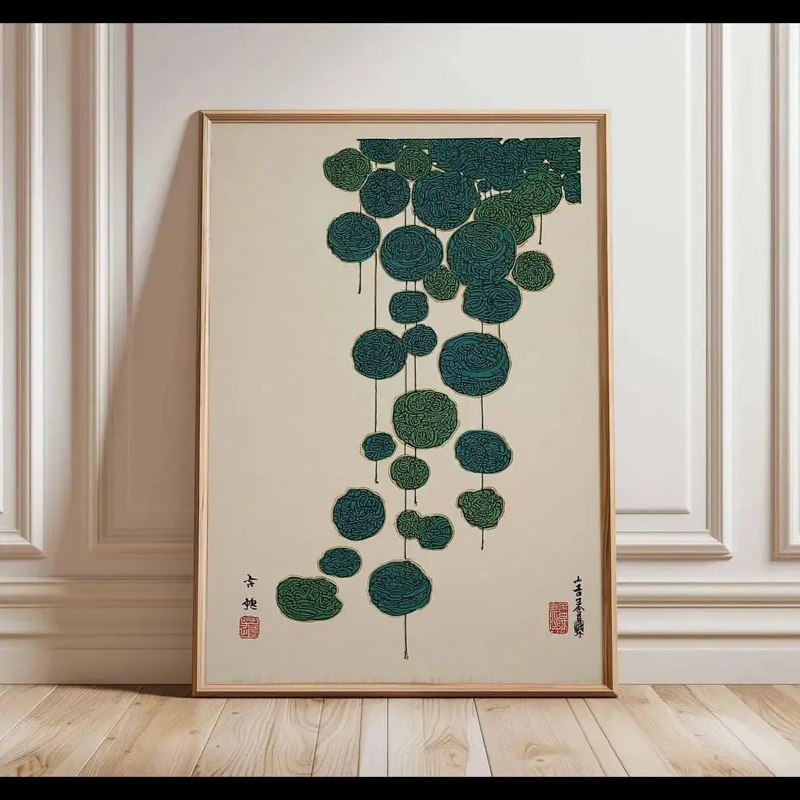 Japanese Lotus Art Print Minimalist Zen Wall Art Vintage Botanical Poster Asian Inspired Home Decor Serene Nature Illustration