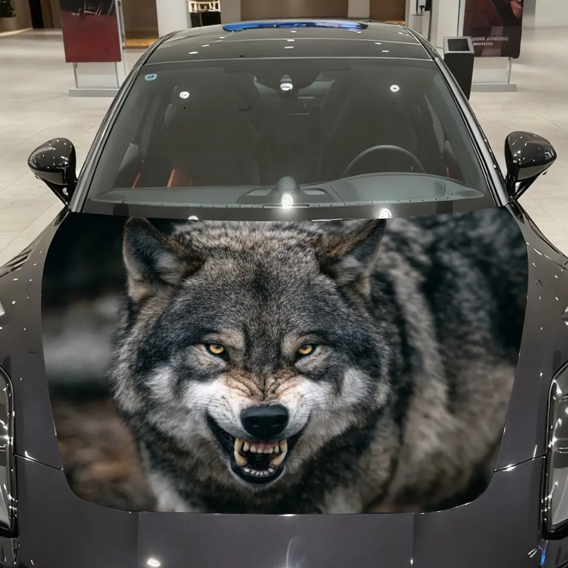 Fierce Wolf Car Hood Stickers, Fashion Modified Car Decorative Film Paper, Self-adhesive Wear-resistant Stickers, Stunning Desig