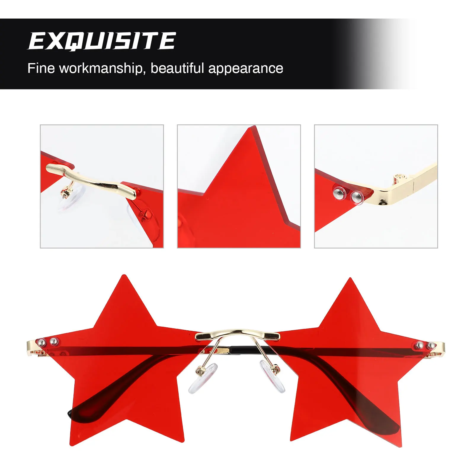 

Toyandona Transparent Sunglasses Fashion Rimless Pentagram Eyewear for Women Men Bar Pool Party Photo Prop