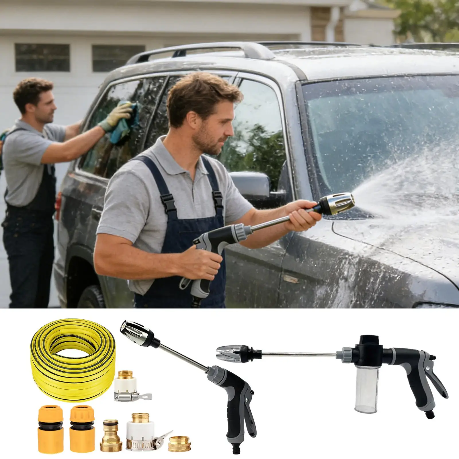 Garden irrigation Water Gun Set Portable High-pressure Car Wash Water Gun Tool Metal Extension Rod Foam Pot Car Wash Water Gun