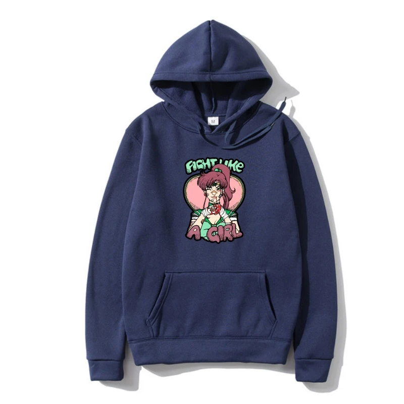 

Sailor Moon- Figh Like A Girl (Sailor Jupiter) Men's Outerwear Black Autumn Cotton Outerwear Comfortable Hoodys Hoody