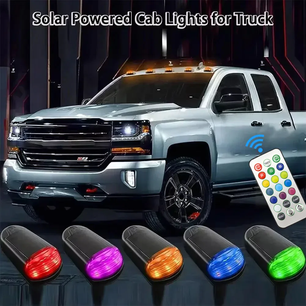 5pcs 2024 Solar Powered Roof Colorful Car Lights Compatible with Dodge Ram 1500 - 5500 And  2003-2018 Pickup Trucks