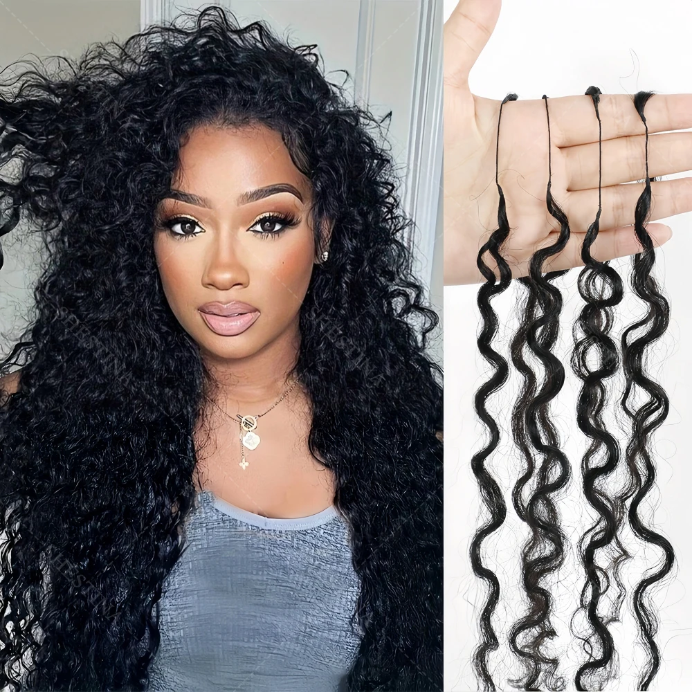 12A غريب مجعد الكروشيه السائبة شعر مستعار بشري قابلة لإعادة الاستخدام Invisi مايكرو حلقة اللوالب الصغيرة مجعد ريشة الكروشيه الشعر ل جديلة #1