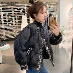 Short Style Parkas Women Simple Elegant Winter Patchwork Female Ins Ulzzang Casual Hot Sale BF Pockets Streetwear Chic Students