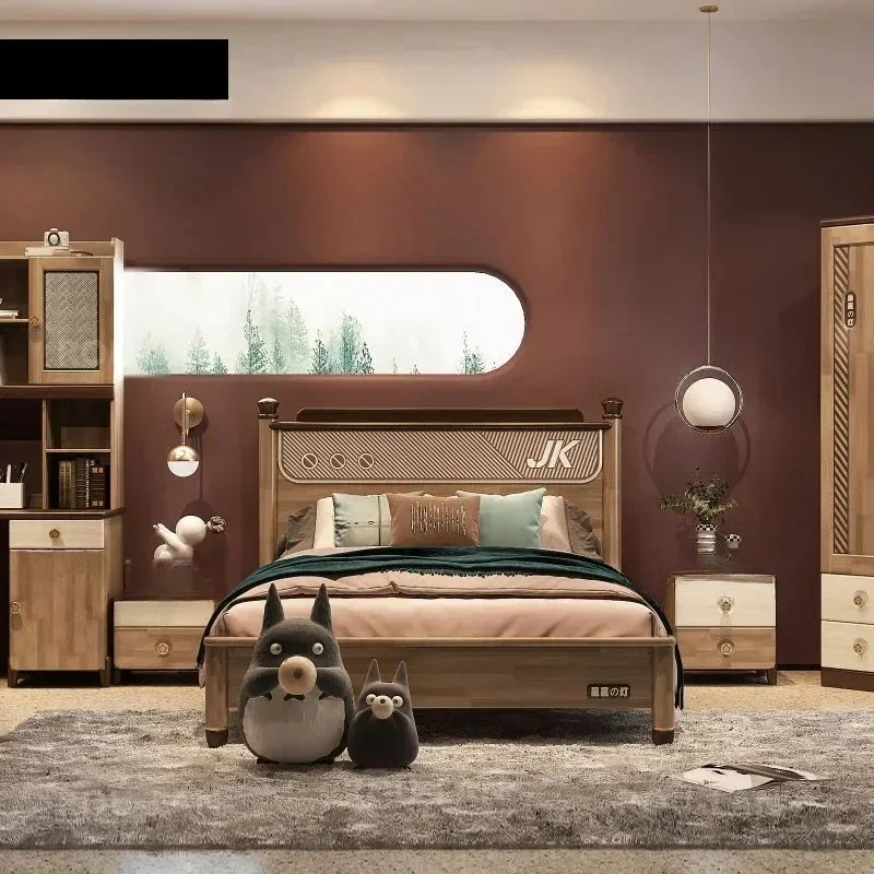 Современный дизайн, детский каркас кровати из цельного дерева, односпальная кровать, мебель для спальни для мальчиков и девочек