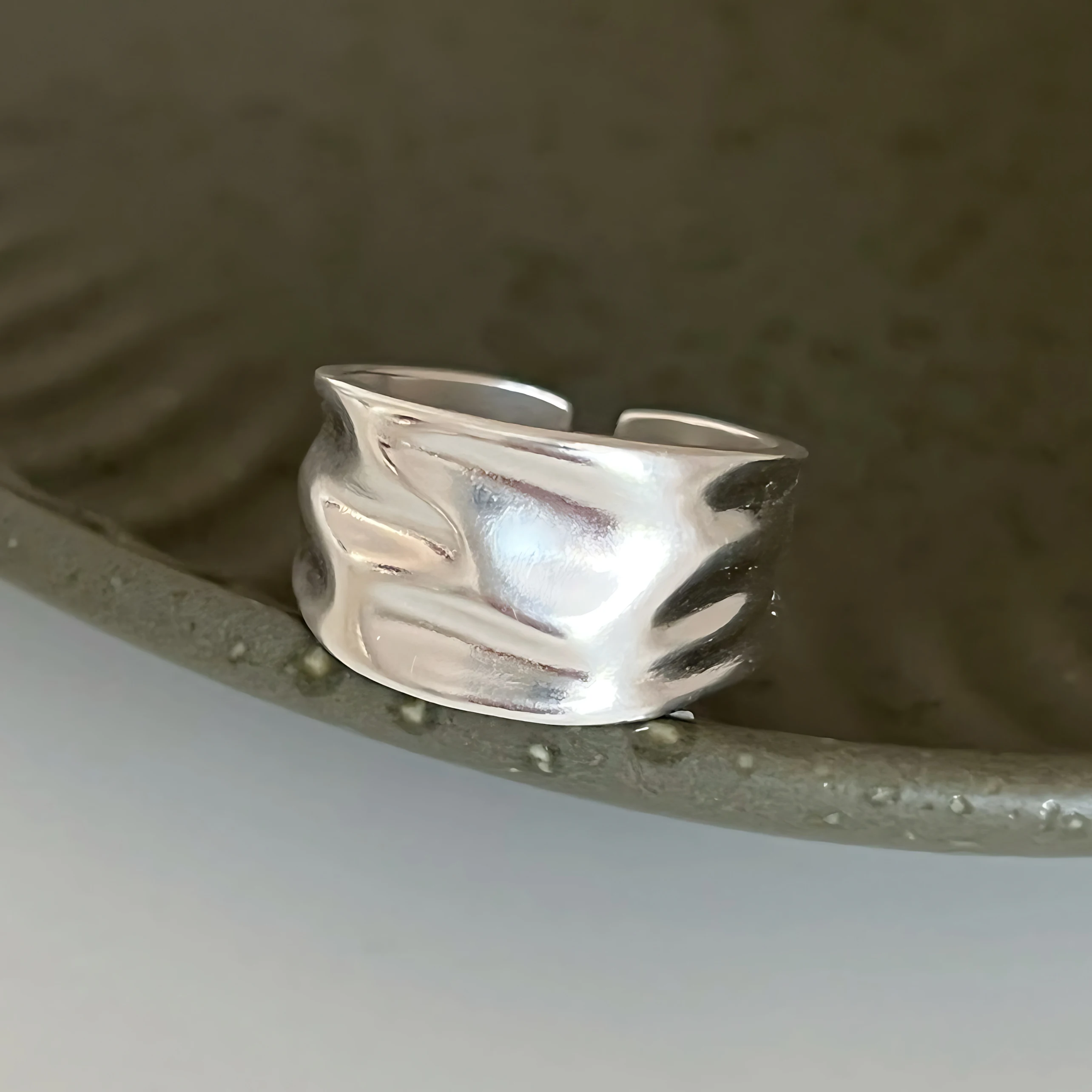 Women's 925 Sterling Silver Minimalist Adjustable Ring, Handmade