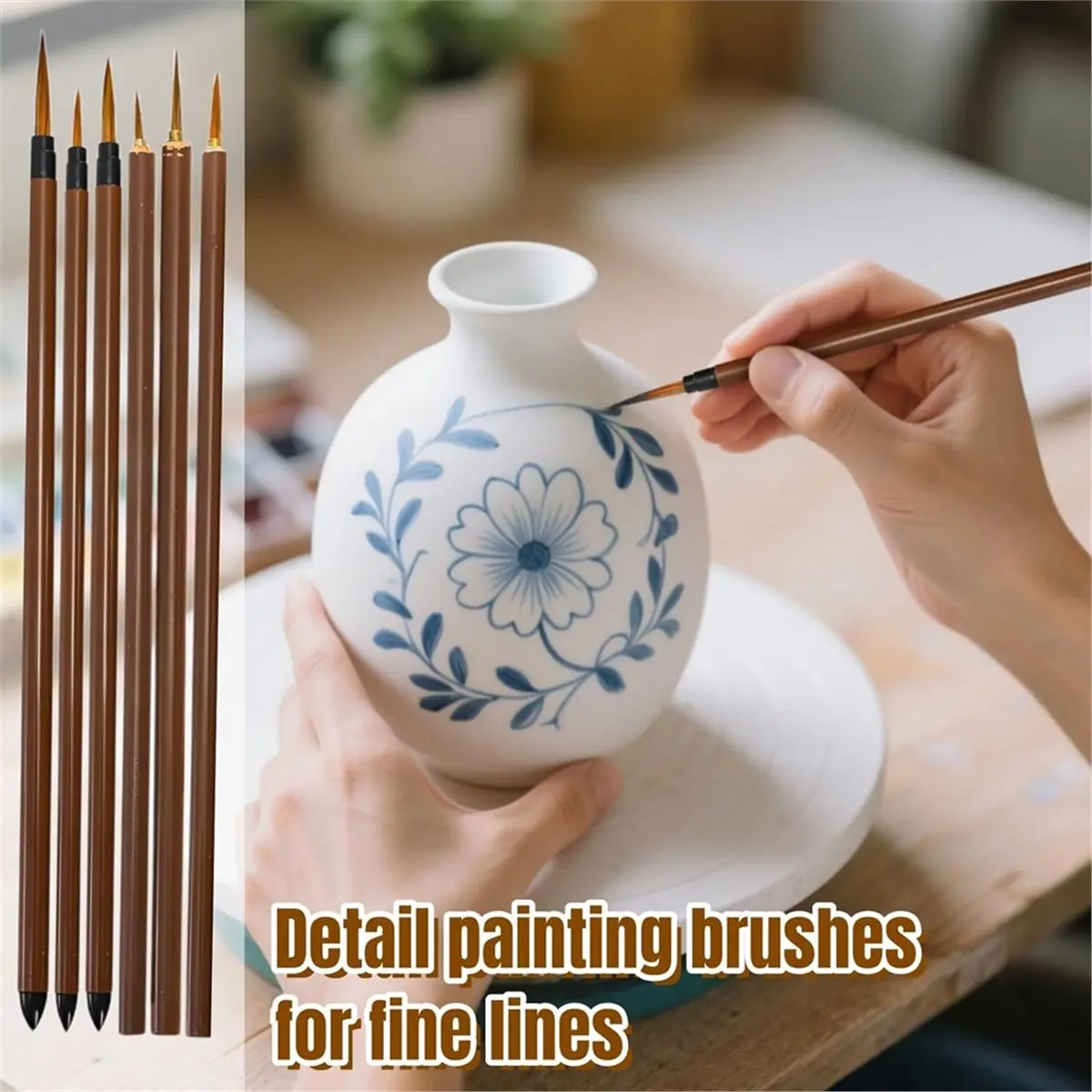 20 Pack Pottery Glaze Brushes, Wool Ceramic Brushes with Wood Handle, for Acrylic Painting, Watercolor Oil Art Painting