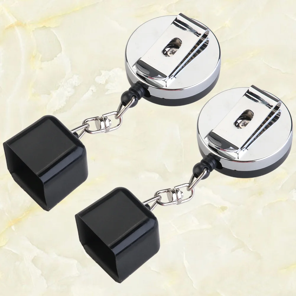 2 Pcs Billiard Chalk Holder Iron Retractable Cord Clip Belt Pocket No Misplaced Chalk Suitable Home Commercial Use Pool
