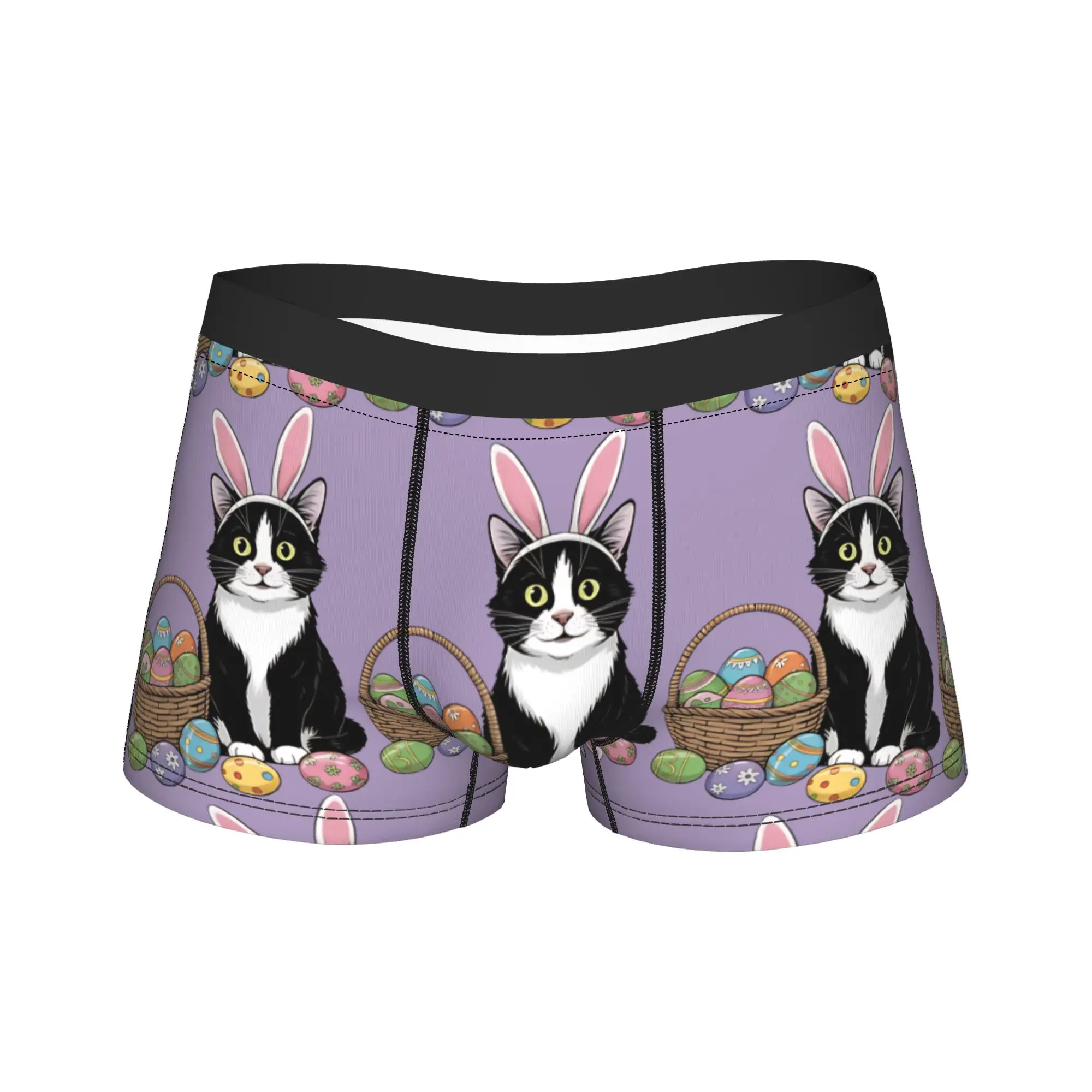 

Funny Easter Cats Ears Bunny Eggs Underwear Men Panties Design Comfortable Boxer Shorts Trenky Shorts Briefs Plus Size 2XL