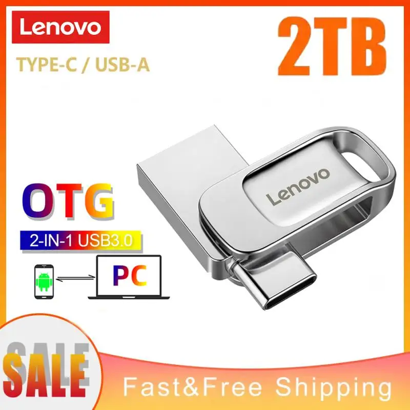 Lenovo 2TB 3.0 USB Flash Drives Mini Metal Real Capacity Memory Stick OTG Pen Drive Creative Business Gift Silver Storage U Disk