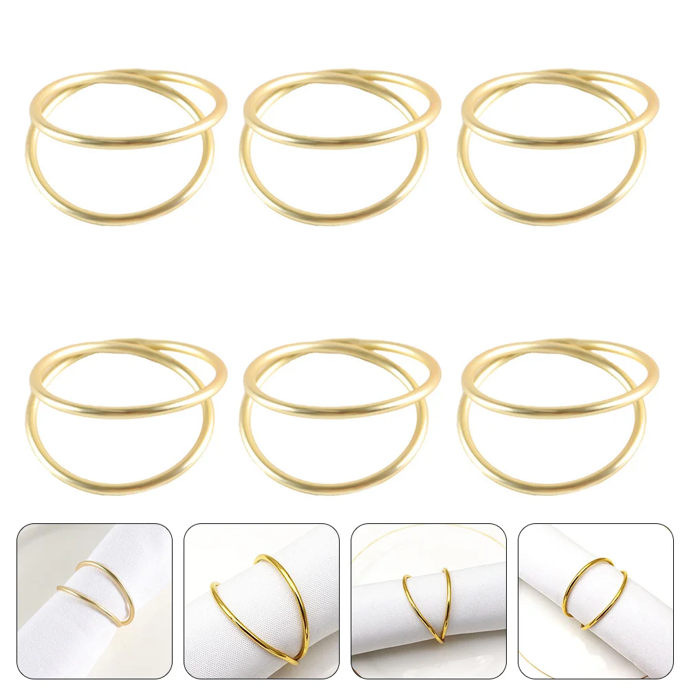 

6 Pcs Napkin Holder Ring Napkins Rings Party Dinning Table Decor Gold Banquet Decorations