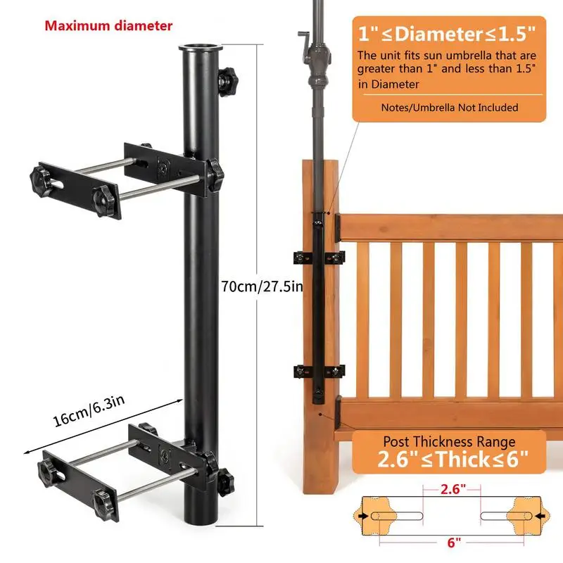 Uchwyt na parasol do montażu na pokładzie Regulowany uchwyt na parasol Zacisk na parasol do patio Stalowy uchwyt na parasol do montażu na