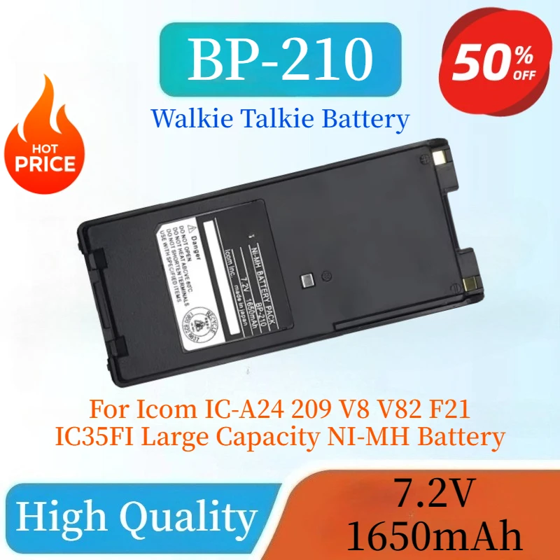 New High Quality BP-210 7.2V 1650mAh Walkie Talkie Battery for Icom IC-A24 209 V8 V82 F21 IC35FI Large Capacity NI-MH Battery