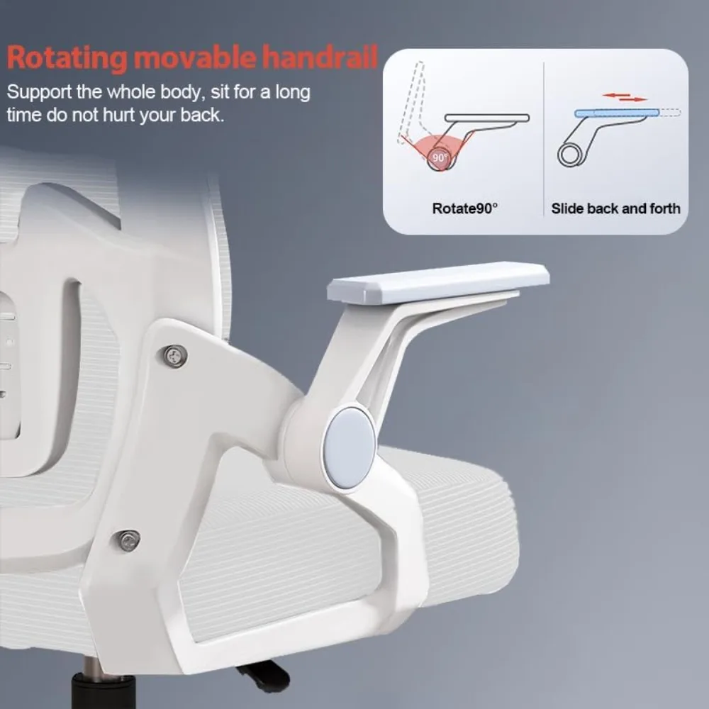Cadeira ergonômica do computador, Cadeira de escritório com braços flip-up, Cadeira de malha para casa e escritório