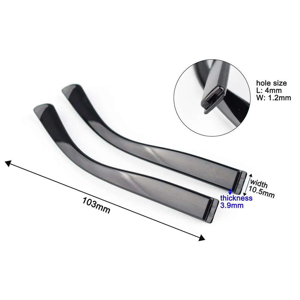 1pair Plastic Glasses Temple Tip Eyeglasses Leg Eyeware Accessoreis Rectangle Hole Shiny Black 3023