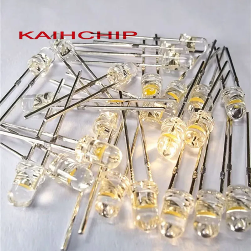 100PCS 3V F3 3mm Golden Yellow LED Light High Brightness Clear Round Head LED Bulb for Mechanical Keyboard Backlight