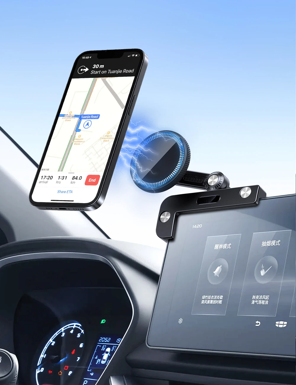 Magnetic Car Phone Holder for Tesla Model 3 X Y S Center Control Display Screen Side Mount for iPhone Magsafe Samsung Xiaomi