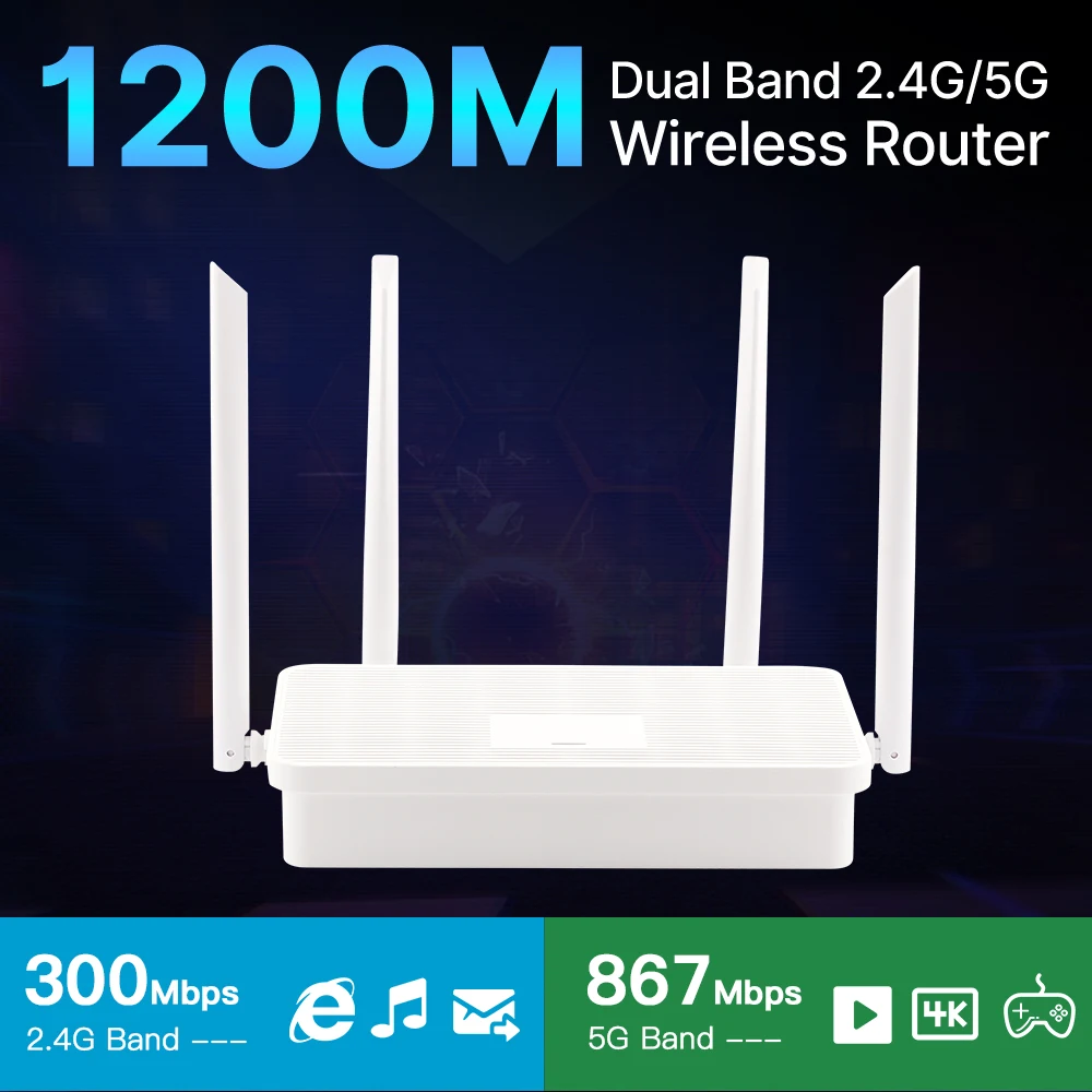 

fenvi 1200 Мбит/с Wi-Fi-маршрутизатор двухдиапазонный 2,4G/5 ГГц беспроводные 5Dbi антенны 802.11ac Gigabit Ethernet LAN-порты поддержка VPN WPS